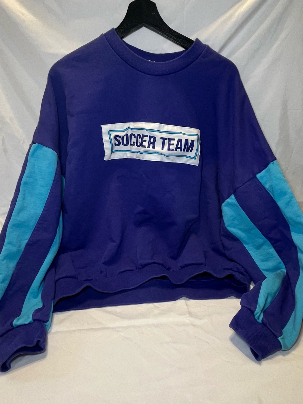 Adidas Purple Crewneck Sweatshirt with Light Blue Sleeve Panels